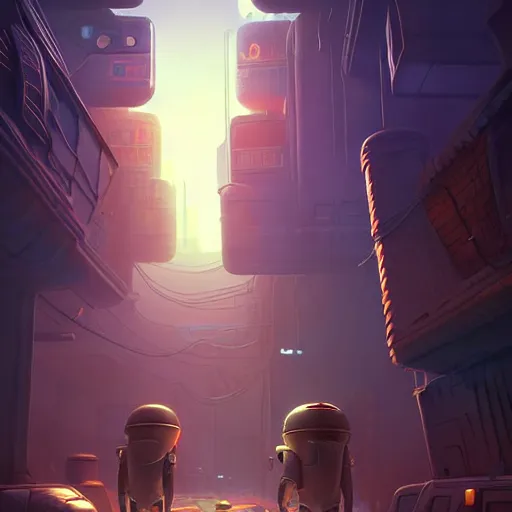 Prompt: aliens walk in alley in cybercity underbelly, golden hour by tyler edlin and petros afshar and christopher balaskas and marius borgeaud and kiliain eng, global illumination, ambient occlusion, 3 0 mm, well proportioned, highly detailed, rule of thirds