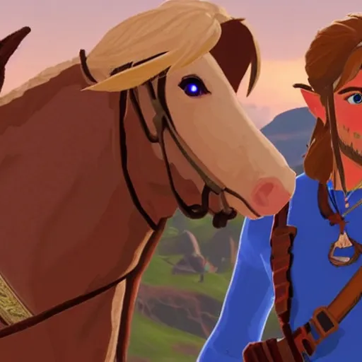 Prompt: Brad Pitt in The Legend of Zelda Breath of the Wild