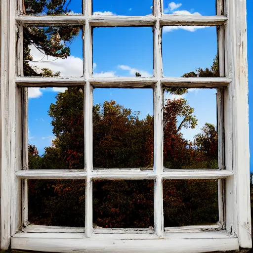 Prompt: a window view of the outside of the window from the perspective of the window viewing a window