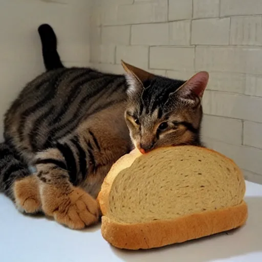 Image similar to a cat made of bread