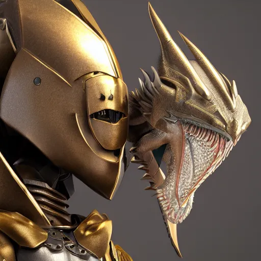 Image similar to stunning bust of a beautiful female knight, but as an anthropomorphic female dragon, well designed cute elegant female robot dragon head, well armored, sharp claws, HD octane render, fantasy, Artstation, Deviantart, Furaffinity