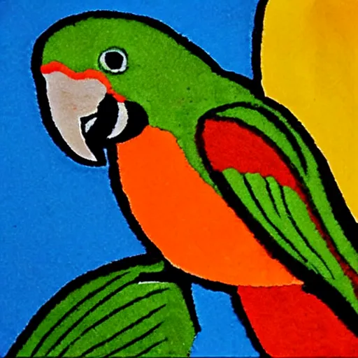 Prompt: parrot sand painting