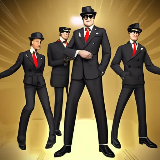 Prompt: kingsman the secret service agents cartoon style octane rendered