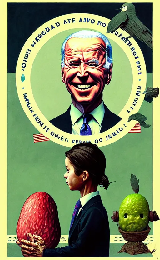 Image similar to joe biden avocado painting propaganda poster by chiara bautista, beksinski and norman rockwell and greg rutkowski weta studio, and lucasfilm