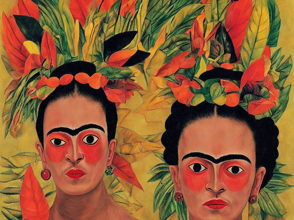 Prompt: Mukujd dance mask. Painting by Beskinski, Frida Kahlo