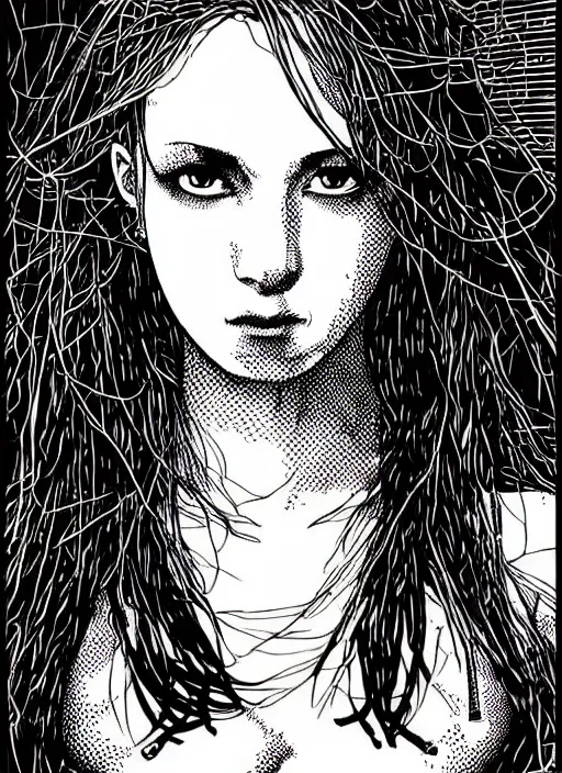 Prompt: a portrait of a pretty sewer punk young lady by apollonia saintclair
