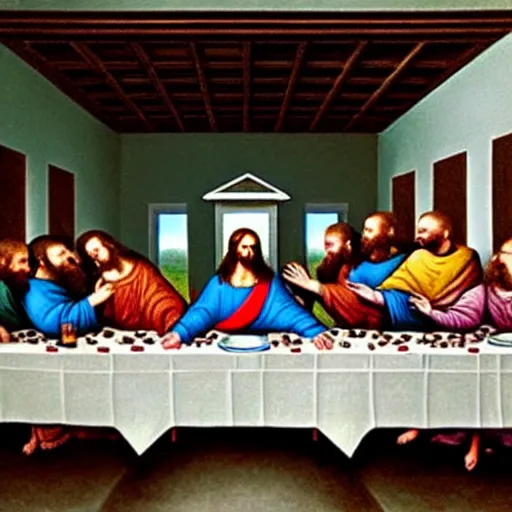 Image similar to the last supper jesus is joe biden, hyper realism renaissance art,