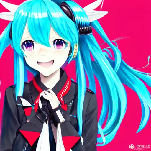 Image similar to hatsune miku on the moscow red square, high detailed anime art, trending on pixiv