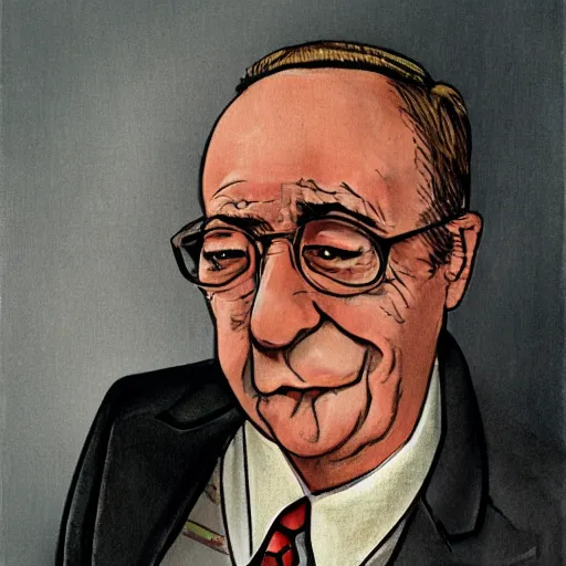 Prompt: a beautiful portrait of alfred e neumann from mad magazine, as a person.