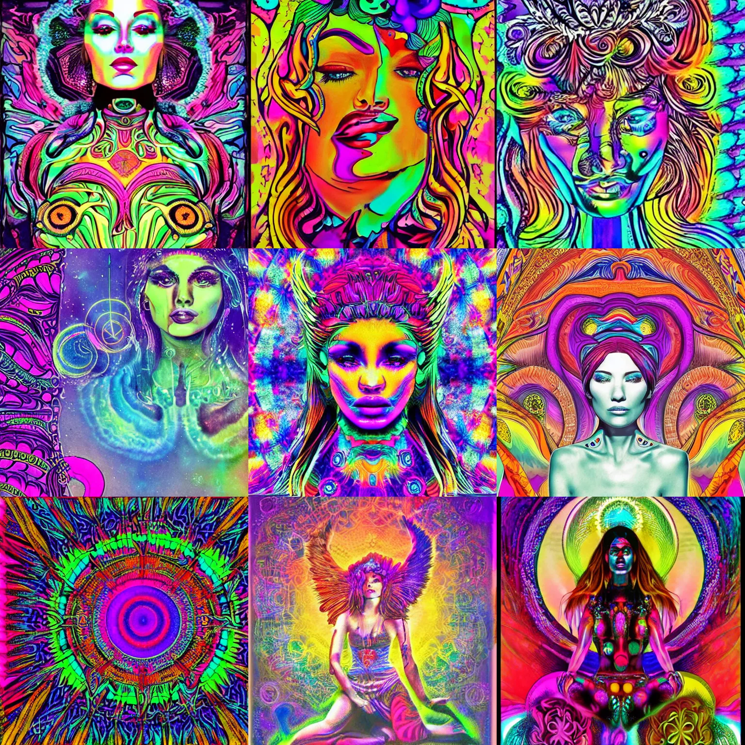 Prompt: psychedelic goddess, artistic