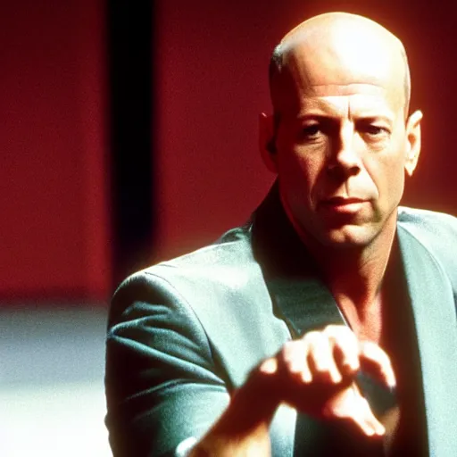 Image similar to bruce Willis as a character in the tv show Arcane