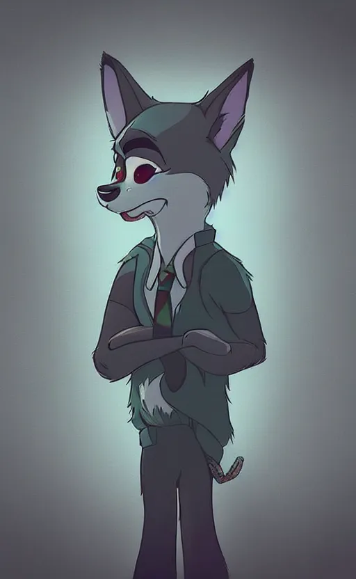 Image similar to “wolf in the style of zootopia in a dark room, trying to avoid lasers, cinematic, dramatic in the style of zootopia”