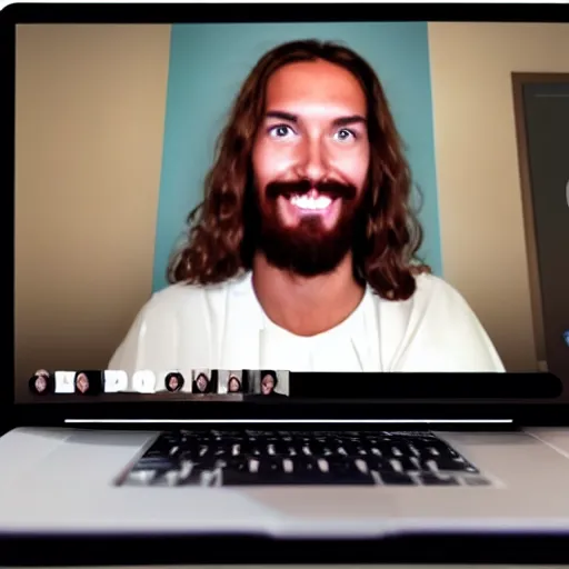 Prompt: video call with Jesus christ