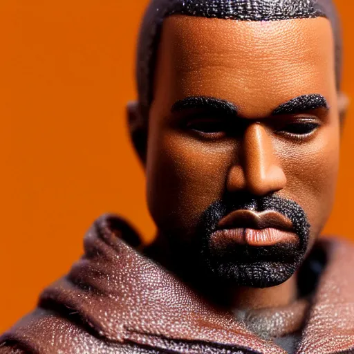 Image similar to macro photo of a miniature ho scale kanye west figure, canon 8 0 d, canon 1 0 0 mm f / 2. 8