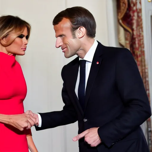 Image similar to macron flirting with melania trump