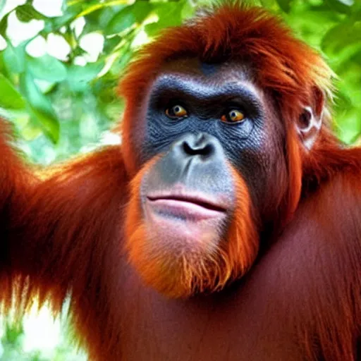 Image similar to gary busey as an orangutan