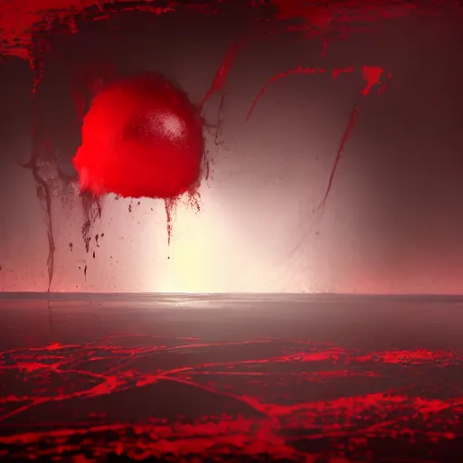 Image similar to a large glob of black goo floating in the middle of the screen, with a red outline, matte painting, concept art, 4 k