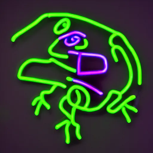 Image similar to neon cyberpunk frog