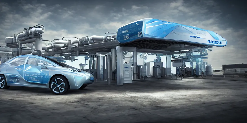 Image similar to hydrogen fuel cell vehicle, wide angle, intricate details, octane rendering.