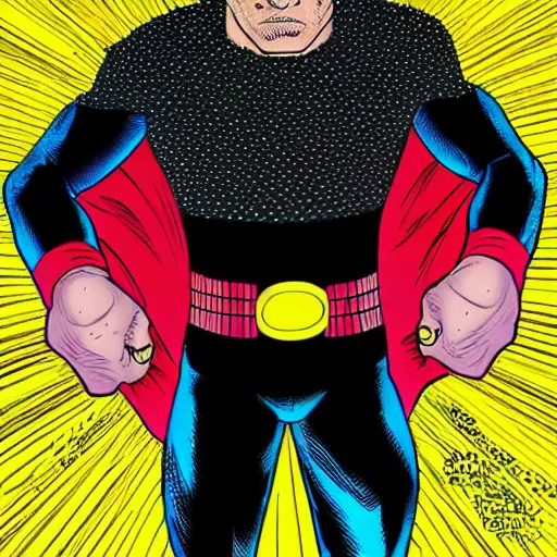 Image similar to dynamic macro full body portrait of sebastian stan super hero in a black sequined jacket by john romita sr and cory walker and ryan ottley and jack kirby and barry windsor - smith, comic, illustration, photo real