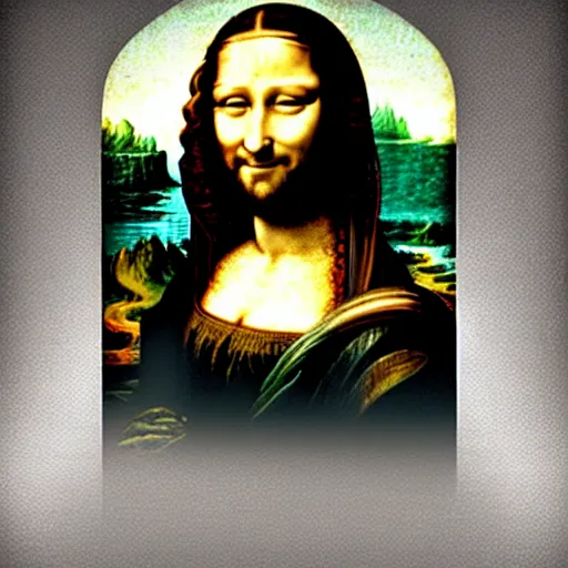 Image similar to jesus, monalisa, transformation, smile