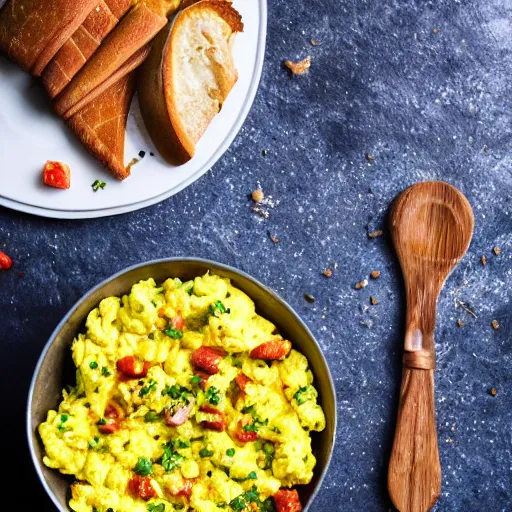 Image similar to the most amazing delicous scrambled eggs, food photography 4k