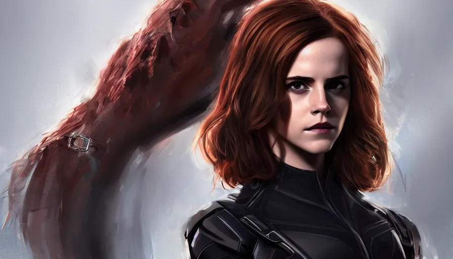 Prompt: Emma Watson as Black Widow, hyperdetailed, artstation, cgsociety, 8k