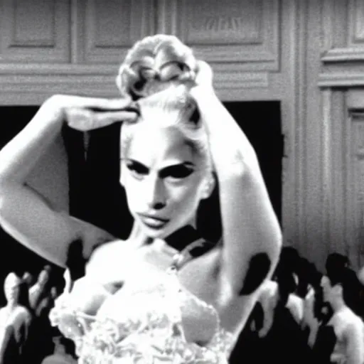 Image similar to movie screenshot of lady gaga in Evita 1996