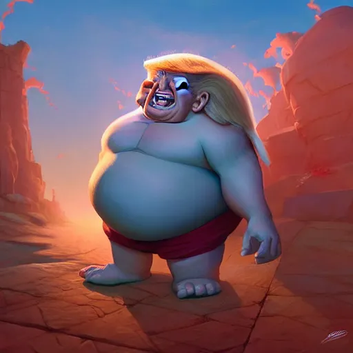 Image similar to donald trump as a chubby troll, ben hur, loftis, cory behance hd by jesper ejsing, by rhads, makoto shinkai and lois van baarle, ilya kuvshinov, rossdraws global illumination