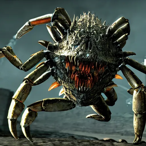 Image similar to sturdy crab monster, dark souls, elden ring