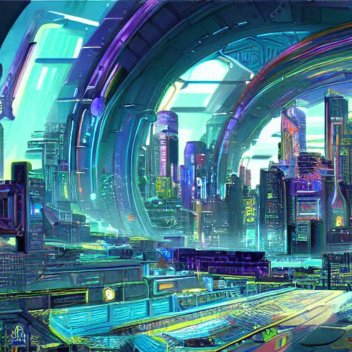 Image similar to Cyberpunk Atlantis, digital art