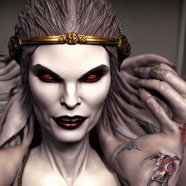 Image similar to perfectly centered close up portrait of goddess of death, perfect human female specimen, candid photography, by anne stokes and todd mcfarlane, updo, highly detailed, unreal engine 5