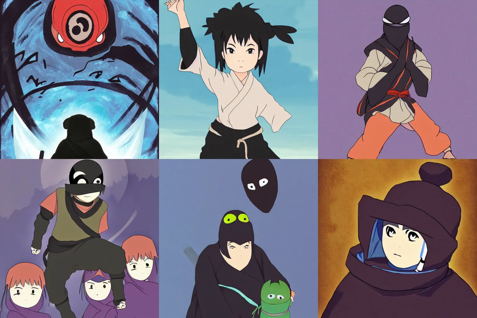 Prompt: a ninja in the style of spirited away