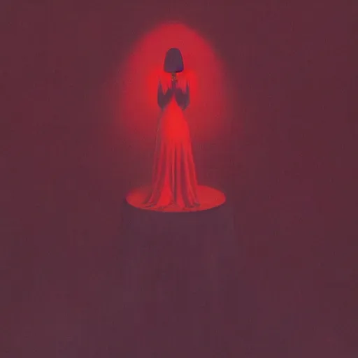 Prompt: dark shrouded woman performing ethereal ritual, expanding energy, epic surrealism by Edward Hopper and James Gilleard, Zdzislaw Beksinski, Katsuhuro Otomo highly detailed