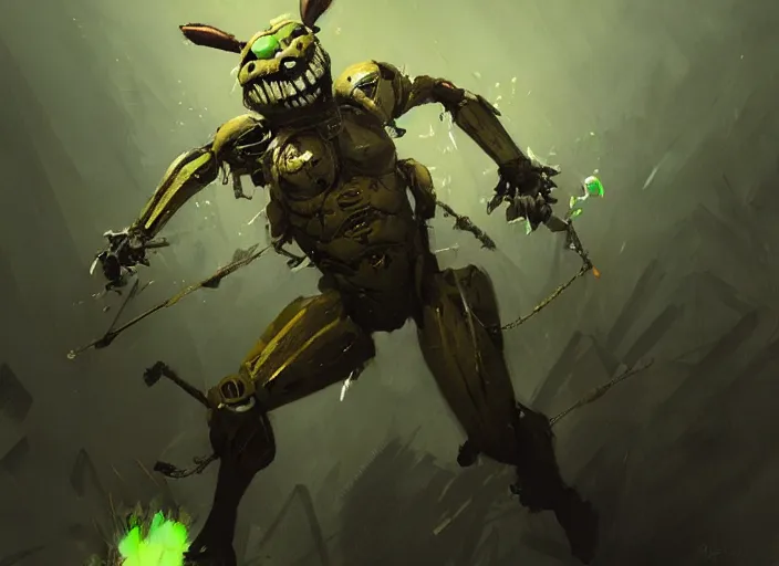 Prompt: springtrap from metal gear rising revengeance by greg rutkowski