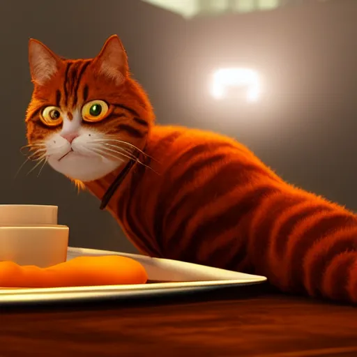 Prompt: hyperrealistic dslr film still of andrew garfield disguised as jim davis garfield cartoon cat, stunning 8 k octane comprehensive 3 d render, inspired by istvan sandorfi & greg rutkowski & unreal engine, perfect symmetry, dim volumetric cinematic lighting, extremely hyper - detailed, incredibly real lifelike attributes & flesh texture, intricate, masterpiece, artstation, stunning