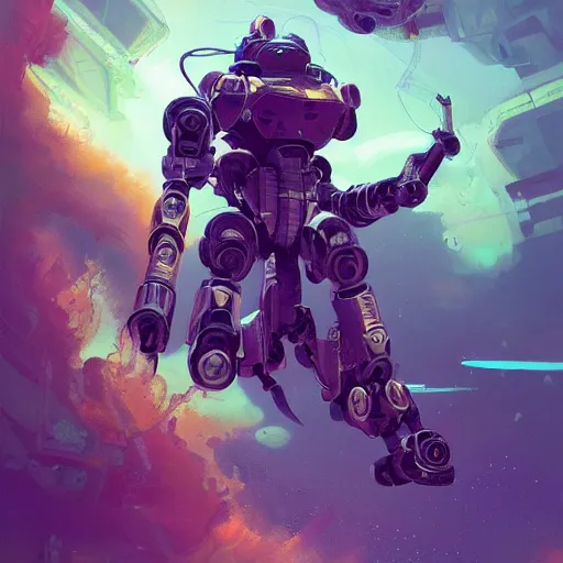 Image similar to detailed painting of aquatic gouf mecha mermaid robot. liquid metal scifi exoskeleton shoulder mounted rocket launcher. by sergey kolesov, beeple, nekro, pascal blanche, rhads. in style of colorful comic noir illustration, symmetry, sci fi, hyper detailed. octane render. realistic. trending on artstation