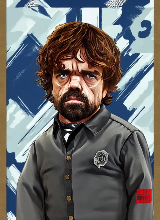 Image similar to peter dinklage in gta v, cover art by stephen bliss, artstation