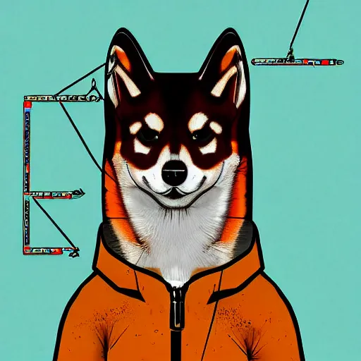 Image similar to cyberpunk shiba inu, digital art, high quality, high resolution