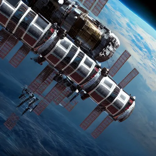 Prompt: hyperdetailed image of a space station on a distant unknown planet 8 k extremely detailed hd hyperrealism extremely accurate movie studio style