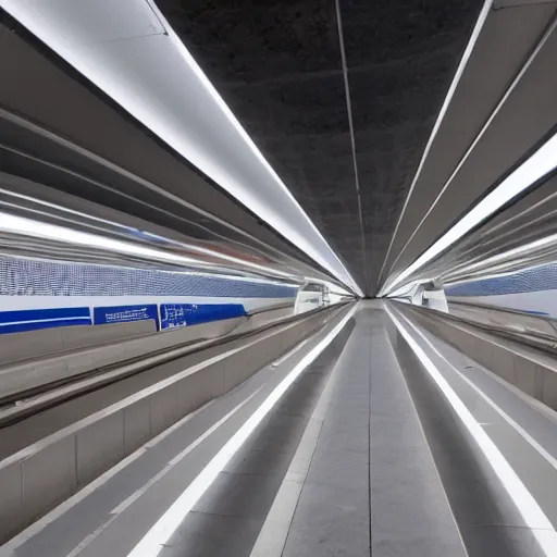 Prompt: a subway platform designed by zaha hadid