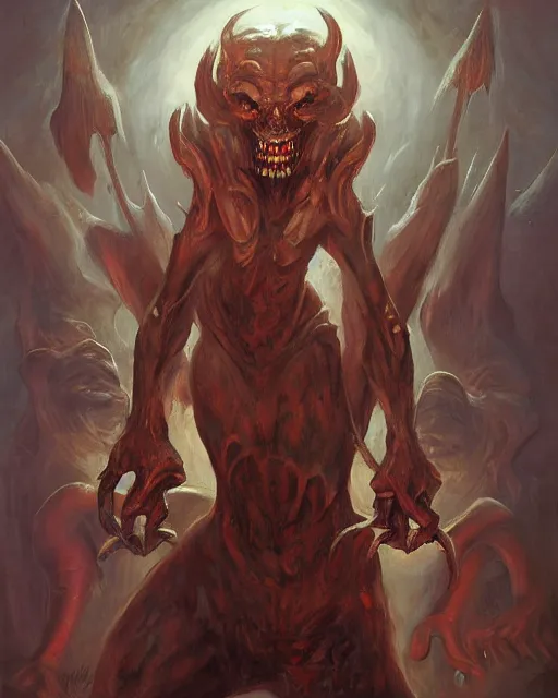 Image similar to a huge humanoid demon by BROM