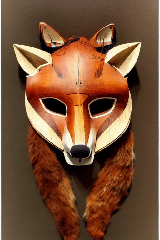 Prompt: ( ( ( ( ( traditional peru stylized wooden fox mask. muted colors. ) ) ) ) ) by jean - baptiste monge!!!!!!!!!!!!!!!!!!!!!!!!!!!