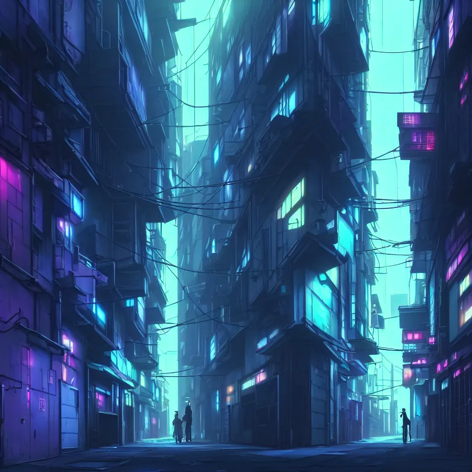 Futuristic cyberpunk anime city - backiee