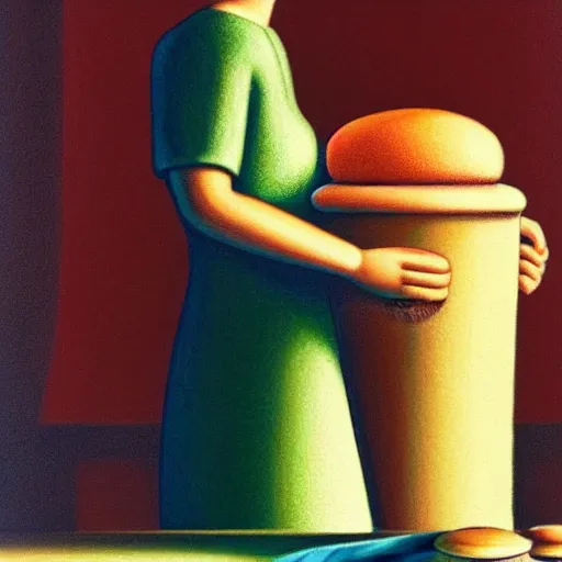 Prompt: cupcake drawn by george tooker