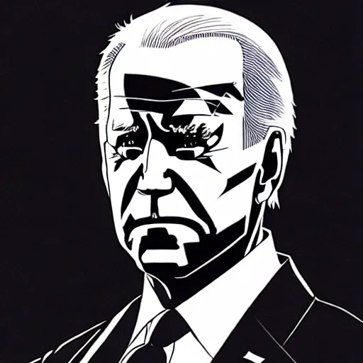 Image similar to Joe Biden looking sinister, by Tsutomu Nihei, highly detailed