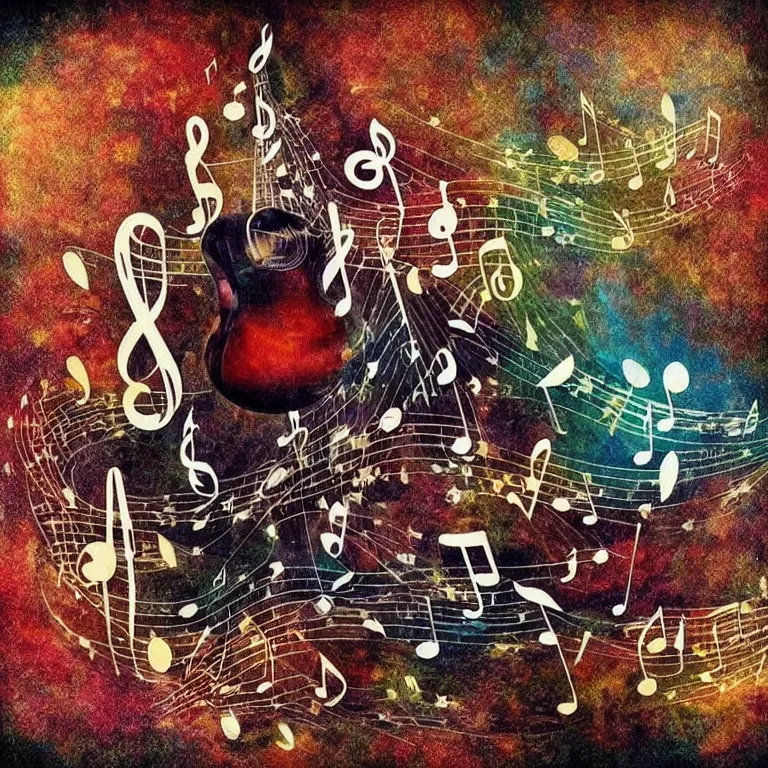 Prompt: a fantastic picture that depicts music, beautiful songs that soothe the soul, musical nature