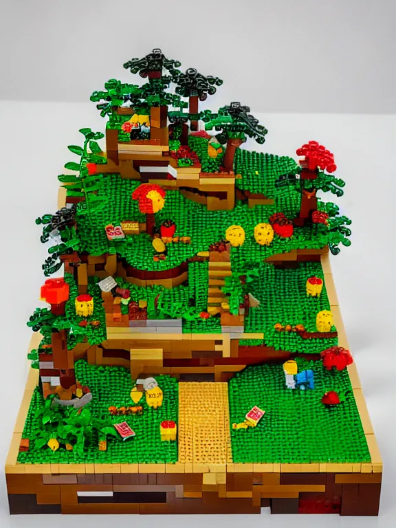 Image similar to miniature isometric lego diorama of fruit forest