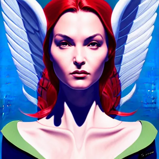 Prompt: portrait of a powerful pretty woman with wings, digital art,, concept art, smooth, sharp focus, illustration, symmetry face, fine details. art by alex ross, brittney lee, disney, anime - h 6 4 0