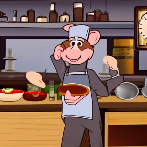 Prompt: A rat working as a chef in a run down New York City diner, HD Animated Still